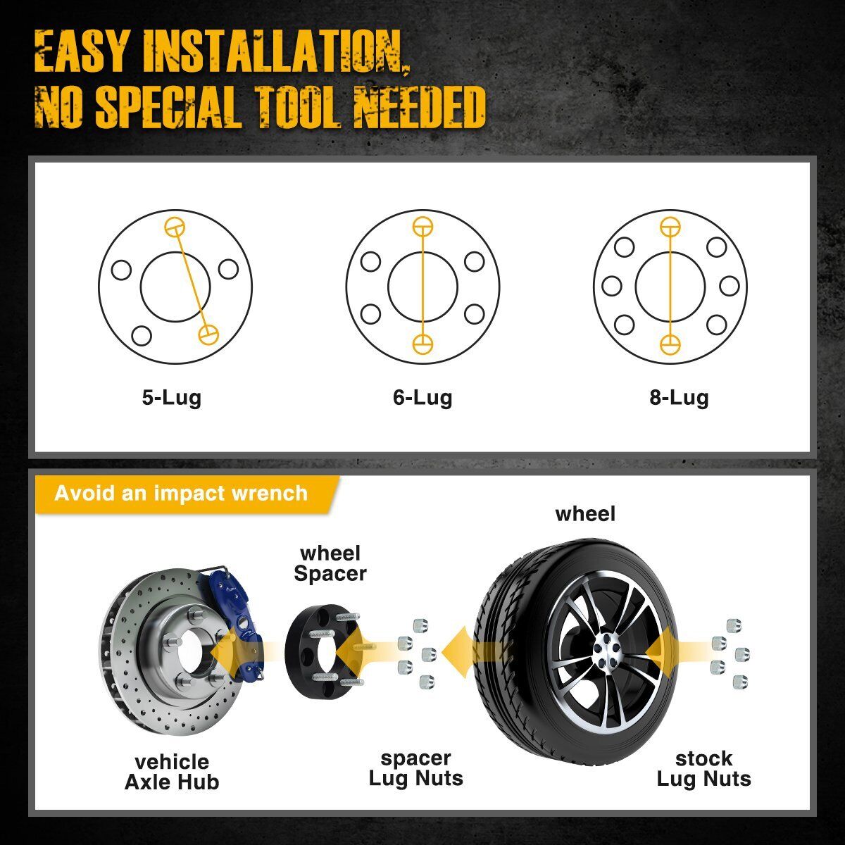 Suncent® 5x4" to 5x4.5" Wheel Adapters 1" 64.1mm M12x1.5 2Pcs 9
