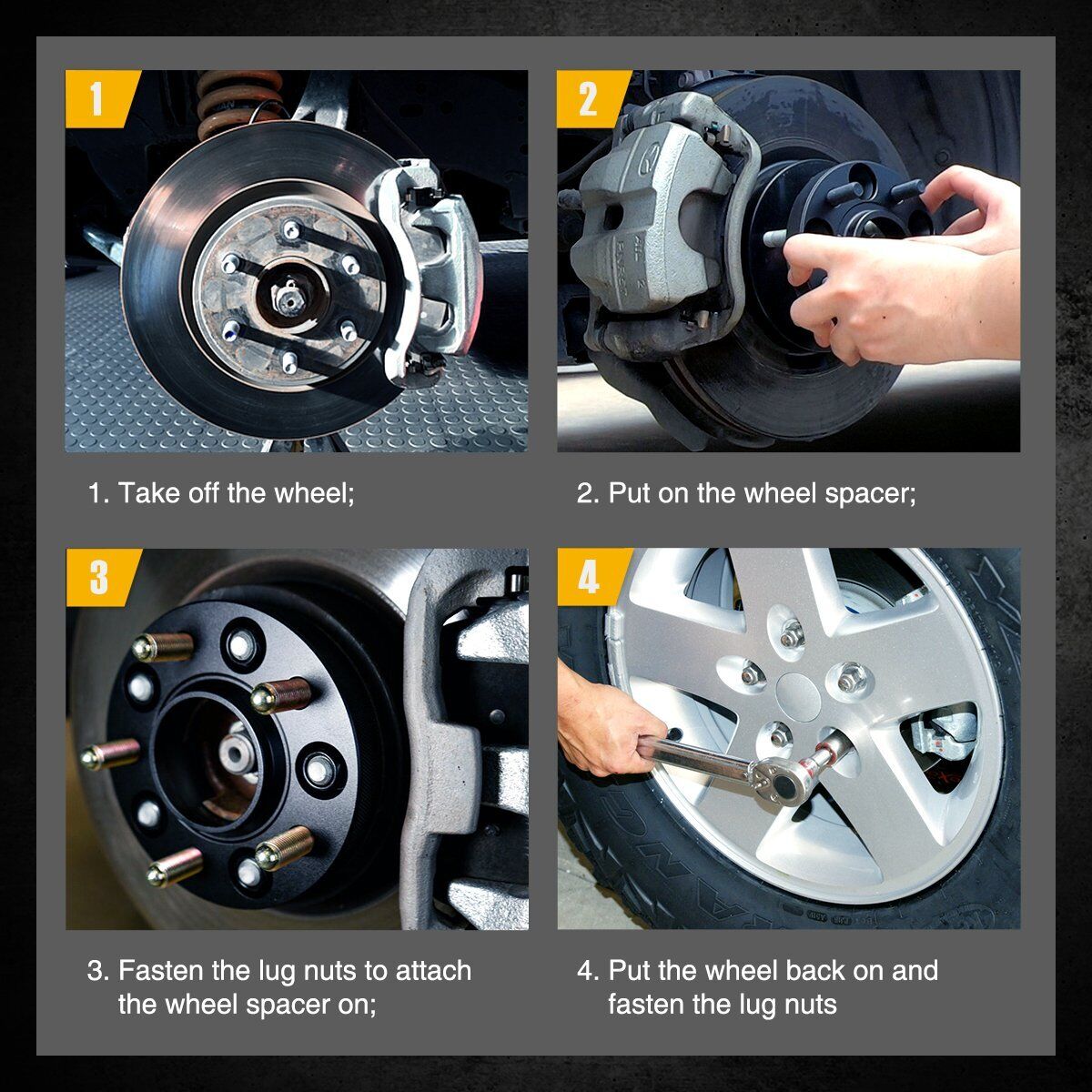 Suncent® 5x4" to 5x4.5" Wheel Adapters 1" 64.1mm M12x1.5 2Pcs 10