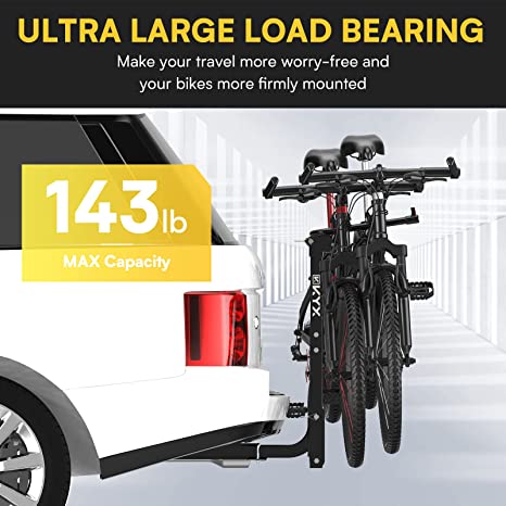 Suncent® 2-Bikes Rack Hitch Mount Carrier Fits 2" Receivers 143 lbs Capacity with Foldable Arms & Tilt-Away Modes for Car SUV Tr 2
