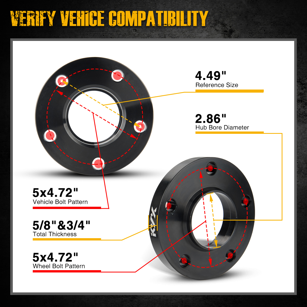 Suncent® 5x120mm Wheel Spacers Hub Centric 15mm+20mm 72.56mm M12x1.5 4Pcs 10
