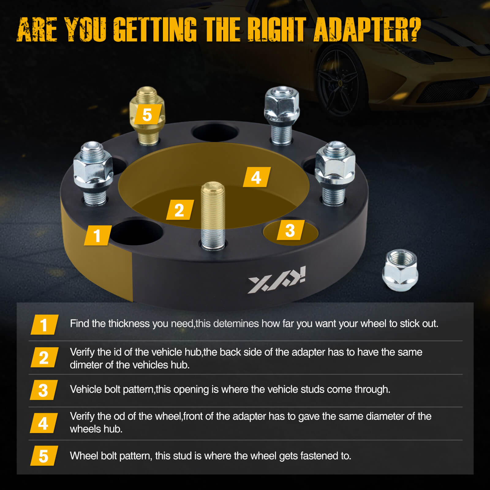 KAX® 1.25" 5x5.5" Wheel Spacers 108mm 1/2"x20 4PCS for 1972 Ford Bronco 10