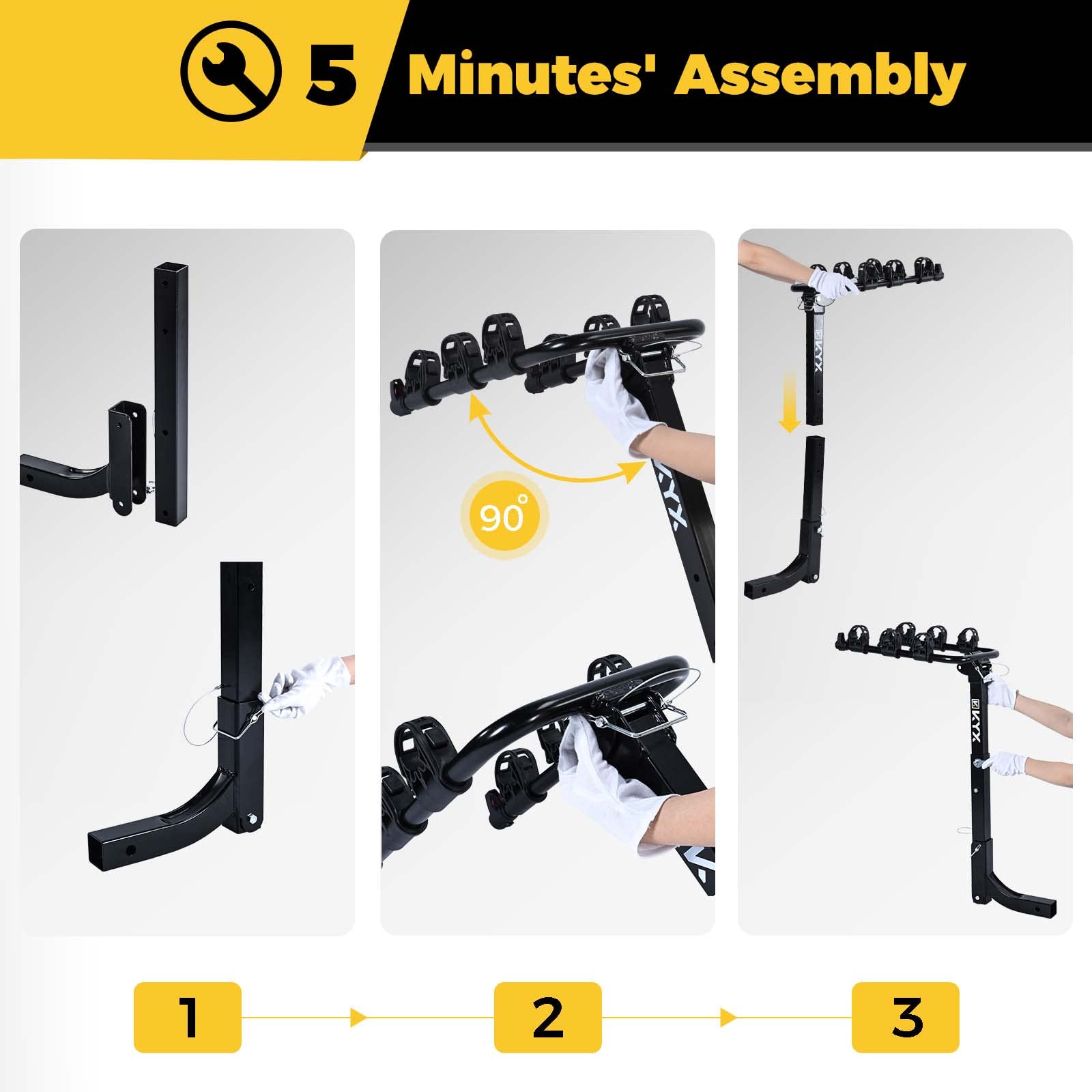 Suncent® 3 Bikes Fits 2" Receivers Hitch Mount Bike Racks Black 7