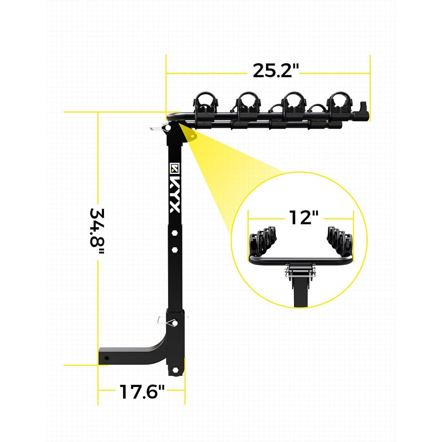 Suncent® 4 Bikes Fits 2" Receivers Hitch Mount Bike Racks Black 5