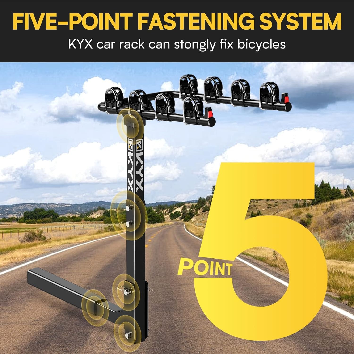 Suncent® 4 Bikes Fits 2" Receivers Hitch Mount Bike Racks Black 3