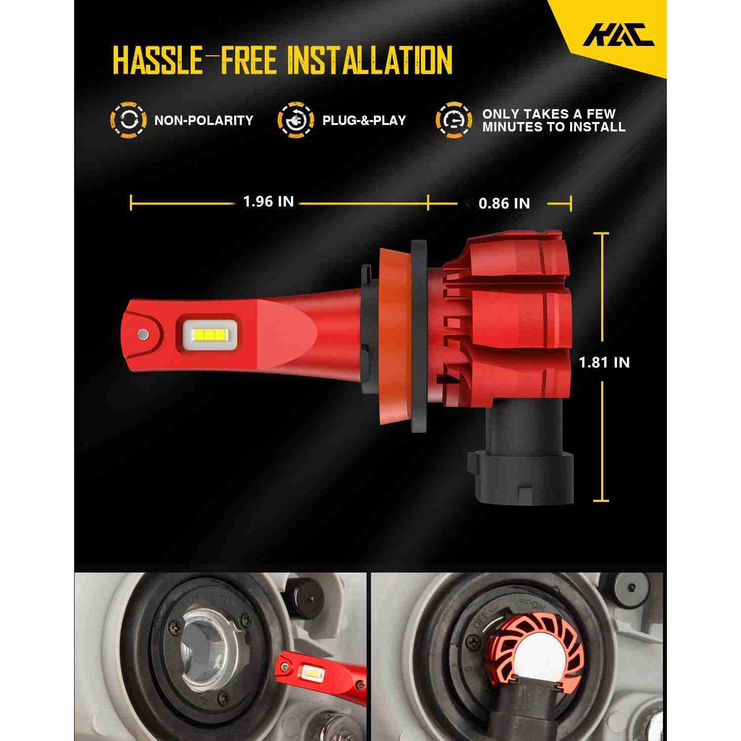 9005/HB3 H11/H9/H8 LED Headlight Bulbs H11/H16/H8 Fog Light Bulbs Combo 3Pairs 11