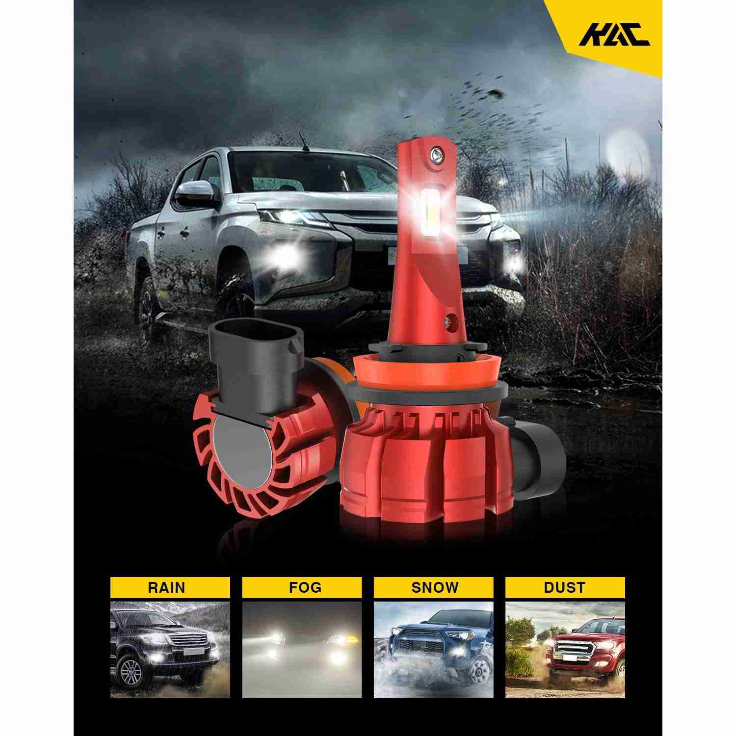 9005/HB3 H11/H9/H8 LED Headlight Bulbs H11/H16/H8 Fog Light Bulbs Combo 3Pairs 12