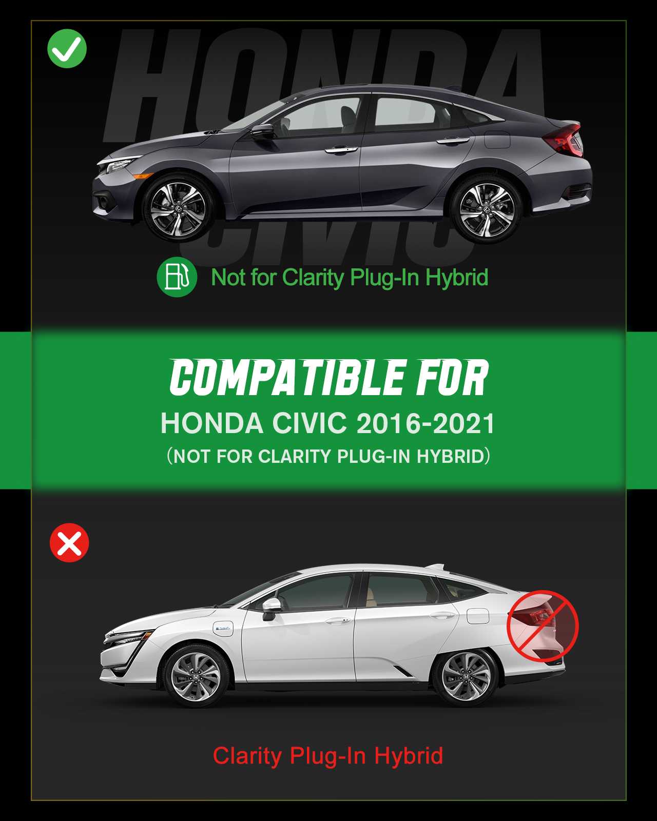 ViWiK® All Weather Custom Car Floor Mats Best TPE Vehicle Floor Liners for 2016 Honda Civic (not fit Clarity Plug-In Hybrid) Automotive Front & Rear Mats 1