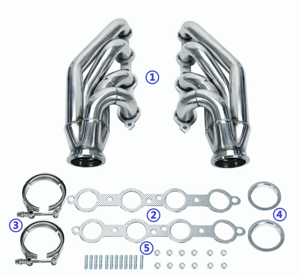 Exhaust Header for 1997, 1998, 1999, 2000, 2001, 2002, 2003, 2004, 2005, 2006, 2007, 2008, 2009, 2010, 2011, 2012, 2013, 2014 Cadillac CTS, Chevrolet Camaro/Corvette, Pontiac Firebird/GTO LS1 LS2 LS3 LS6 V8