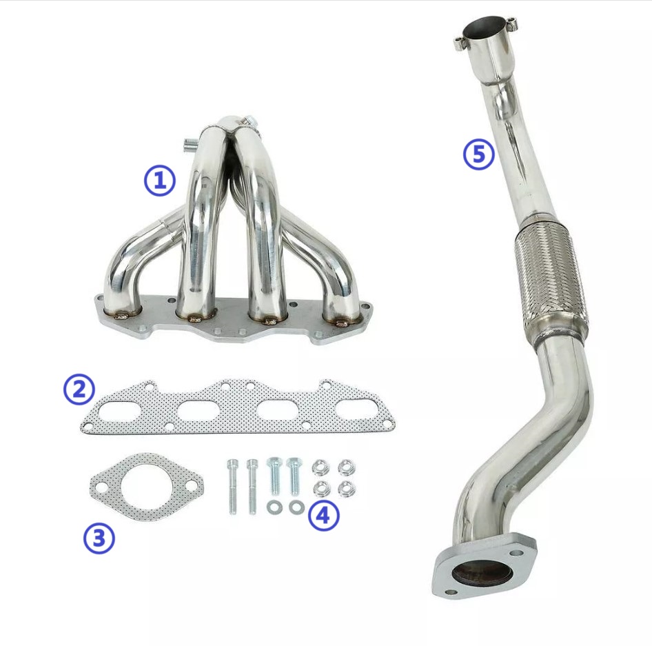 Equal Length Exhaust Header for 1995, 1996, 1997, 1998, 1999 Mitsubishi Eclipse, Eagle Talon Dodge Avenger and Chrysler Sebring Non-Turbo 420A 2.0L L4 Engine