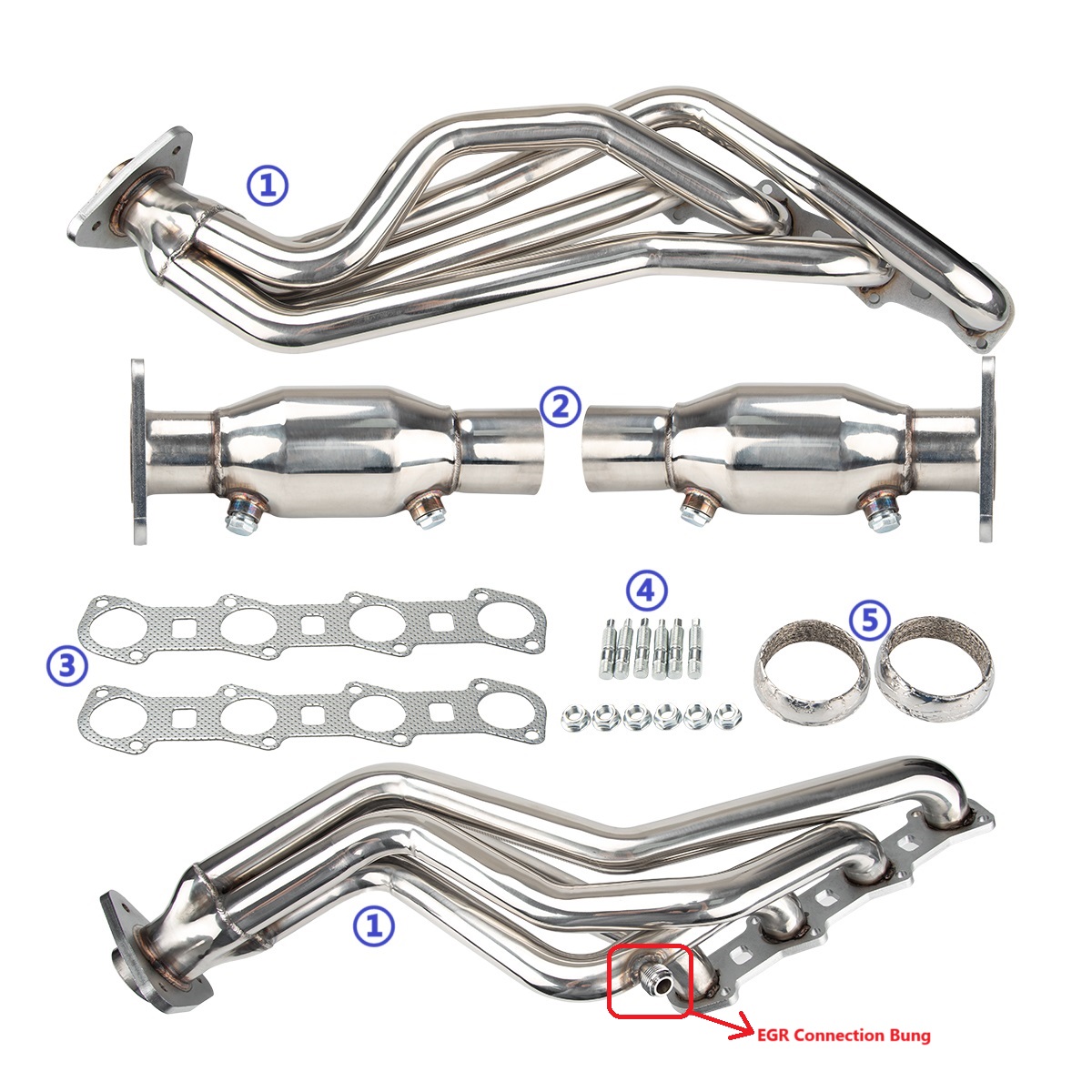 Long Tube Header for 1999, 2000, 2001, 2002, 2003, 2004 Ford F-250, F-150 Heritage 5.4L Triton V8