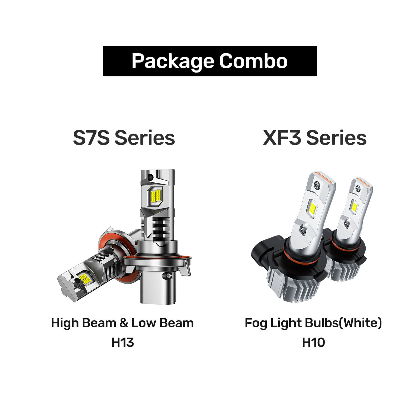 SEALIGHT® 9008/H13 LED Headlight Bulbs H10/9145/9140 Fog Light Bulbs Combo White 6500K IP68 2Pairs