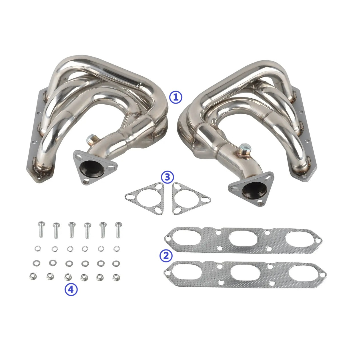 Exhaust Header for 1997, 1998, 1999, 2000, 2001, 2002, 2003, 2004 Porsche Boxster 2.5L, 2.7L, 3.2L H6