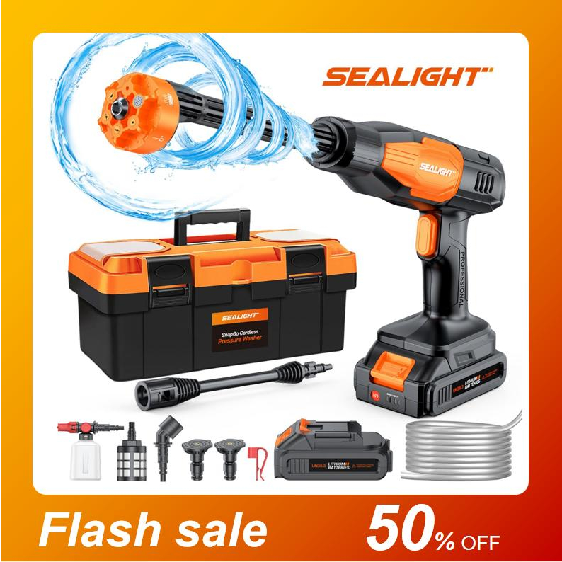 SEALIGHT Cordless Pressure Washer, 970PSI Portable Power Washer