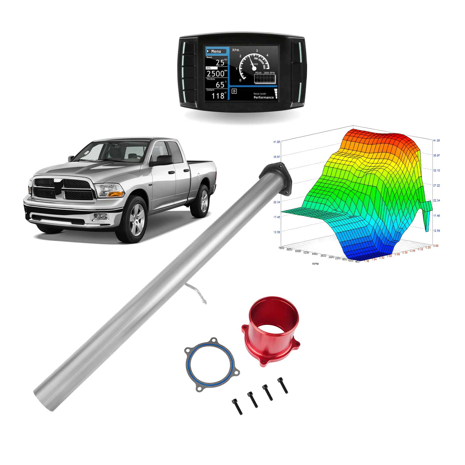 2010-2012 Dodge/Ram 2500/3500 6.7L Cummins Delete Kit DPF/DEF/EGR Throttle Valve Delete All-in-one 4 Inch Straight Pipe 0