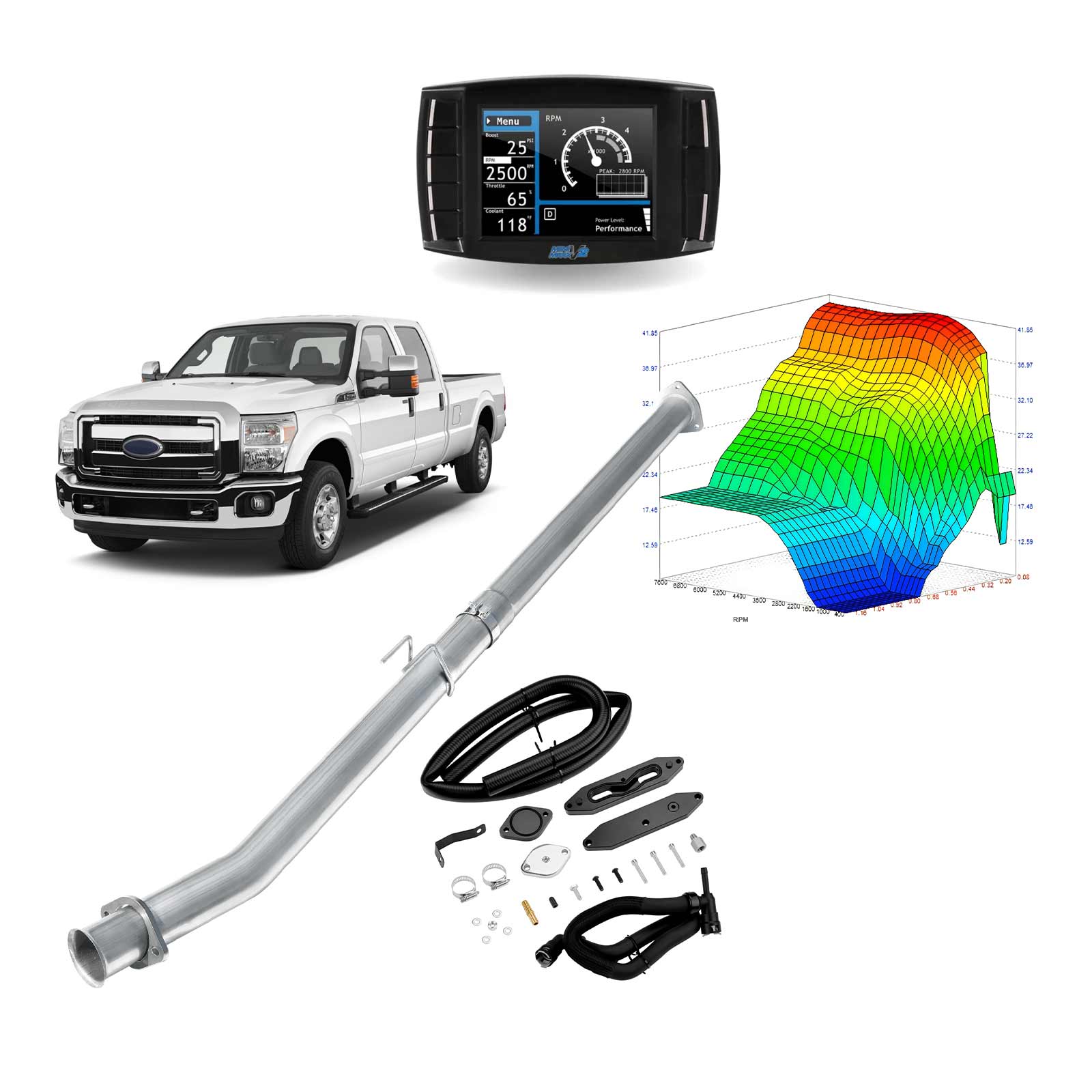 4" DPF/EGR/DEF Delete 2015-2016 6.7L Powerstroke Delete Kit, Mini Maxx V2+4" Race Pipe+EGR(Upgraded, Black) All-in-One Kit 0
