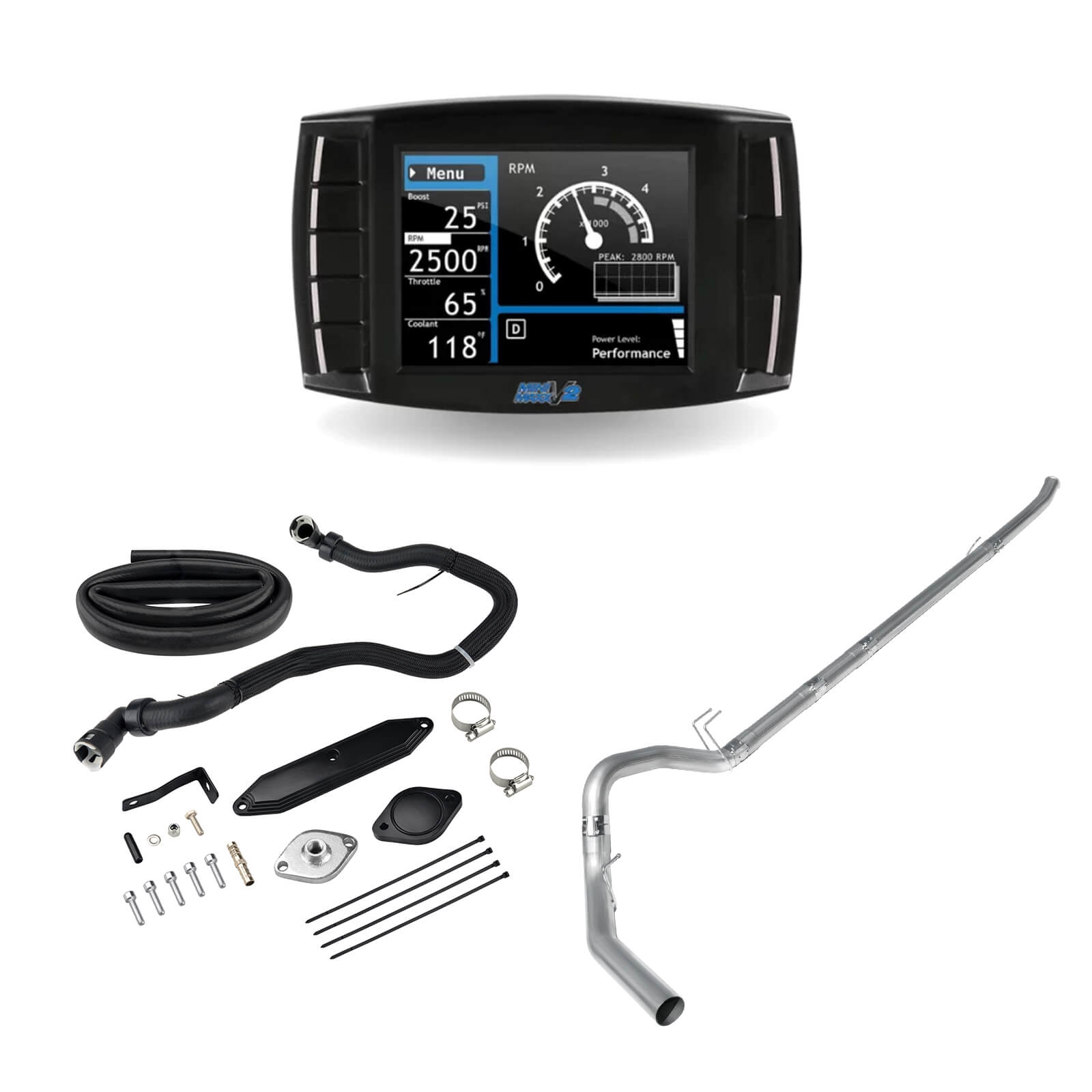 2015-2016 Ford 6.7L Powerstroke Delete Kit 4 Inch Downpipe-Back Pipe/DEF/EGR Delete for Ford 0