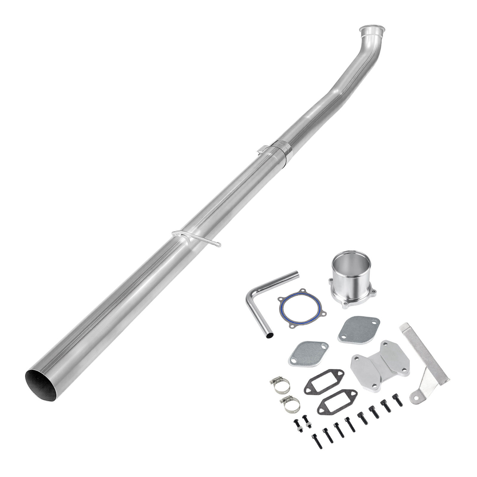 2007.5-2009 6.7L Cummins 4" Straight Pipe DPF Delete and Silver EGR Delete Kit for Ram 2500 3500 0
