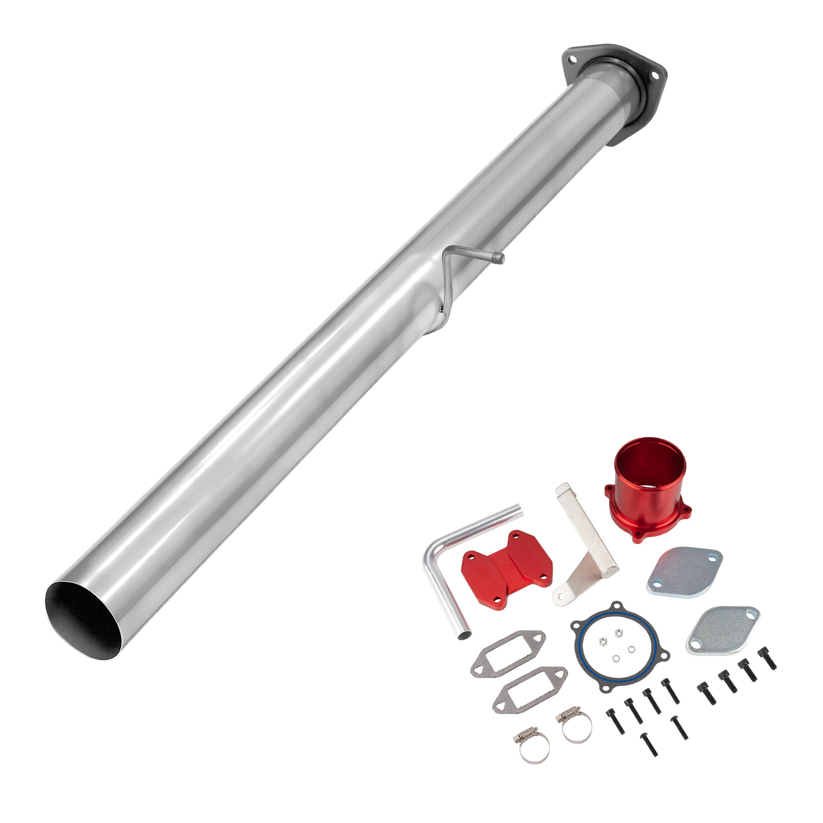 2007.5-2009 6.7L Cummins 4" Straight Pipe DPF Delete and Red EGR Delete Kit for Ram 2500 3500 0