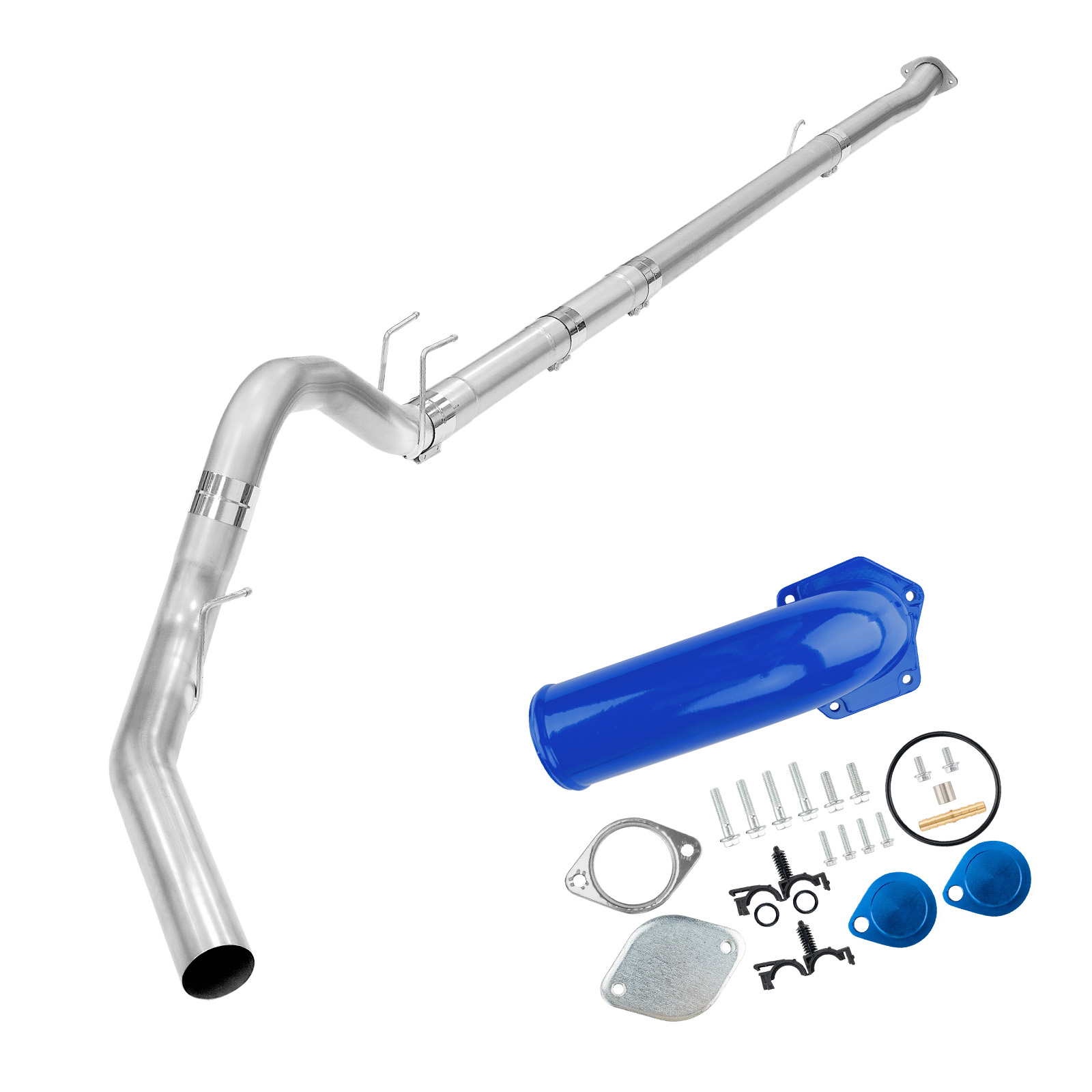 4" DPF/EGR Delete 2008-2010 6.4L Powerstroke EGR Delete Kit(Blue) and 4" Dp-Back Exhaust 0
