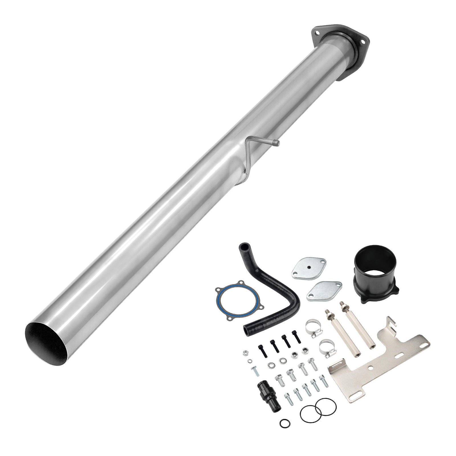 2010-2012 6.7L Cummins 4" Straight Pipe DPF Delete and Black EGR Delete Kit for Dodge/Ram 2500 3500 0