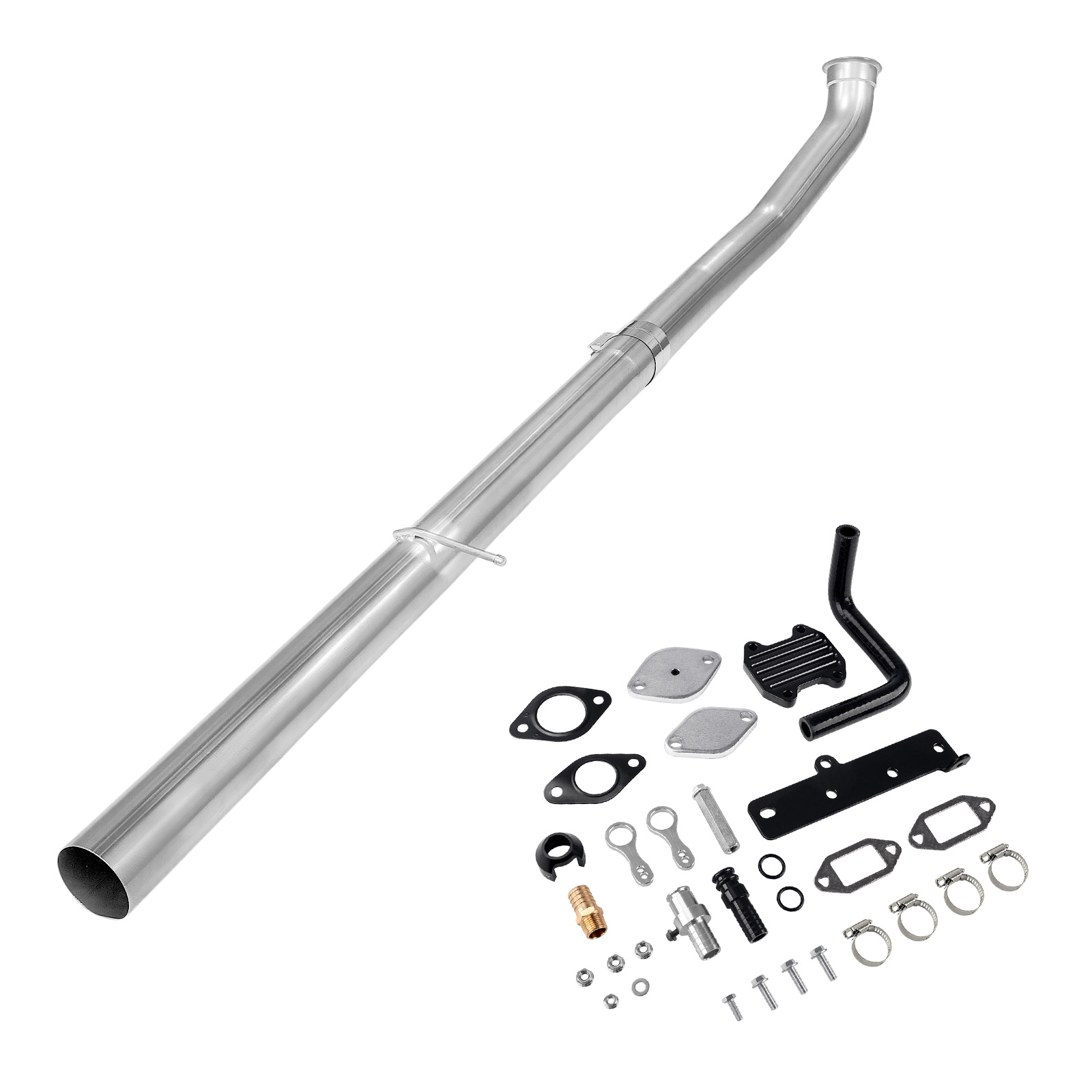 2010-2012 6.7L Cummins 4" Straight Pipe DPF Delete and Black EGR Delete Kit for Dodge/Ram 2500 3500 0