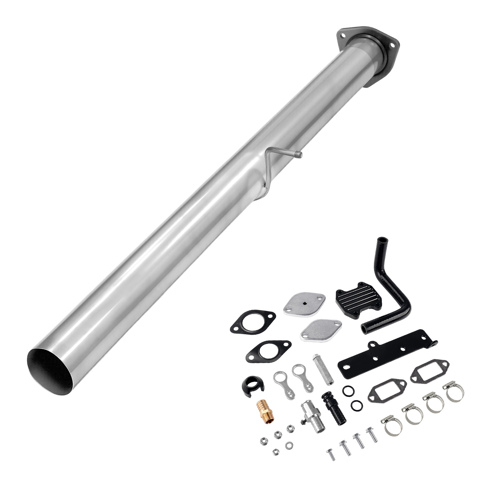 2010-2012 6.7L Cummins 4" Straight Pipe DPF Delete and Black EGR Delete Kit for Dodge/Ram 2500 3500 0