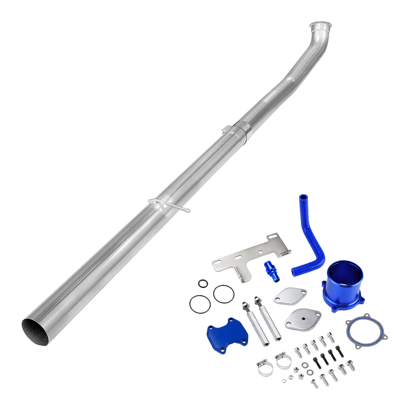 2010-2012 6.7L Cummins 4" Straight Pipe DPF Delete and Blue EGR Delete Kit for Dodge/Ram 2500 3500 0