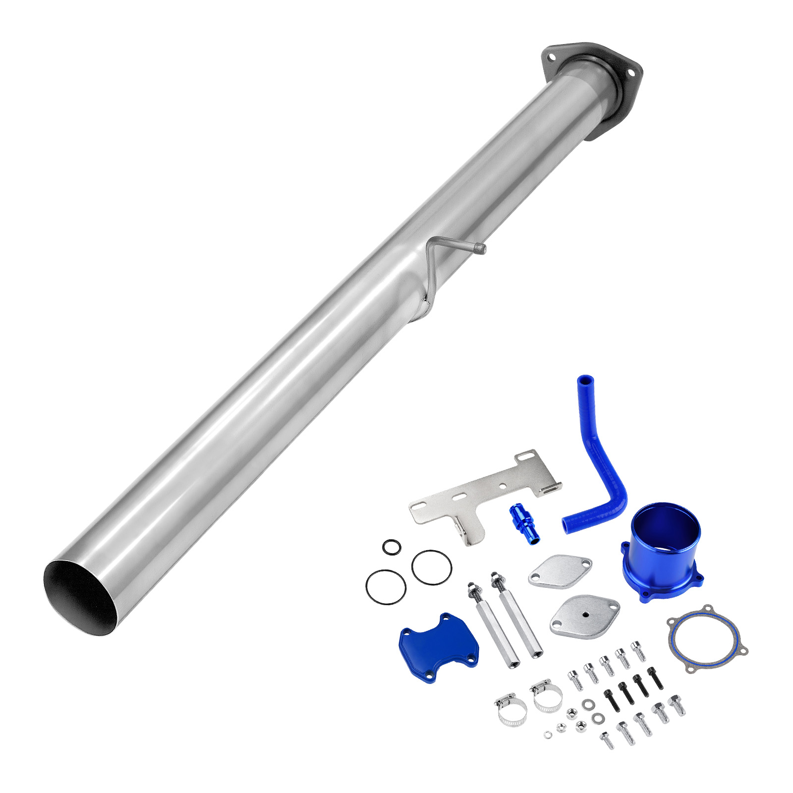 2010-2012 6.7L Cummins 4" Straight Pipe DPF Delete and Blue EGR Delete Kit for Dodge/Ram 2500 3500 0