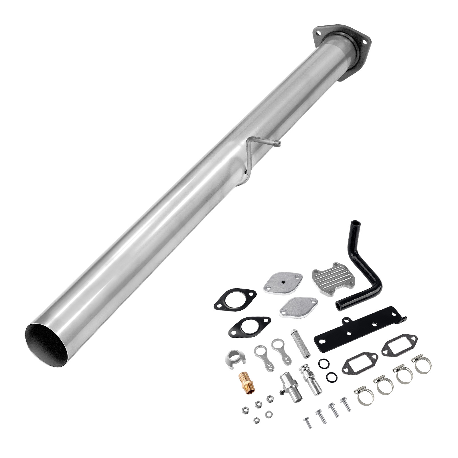 2010-2012 6.7L Cummins 4" Straight Pipe DPF Delete and Silver EGR Delete Kit for Dodge/Ram 2500 3500 0