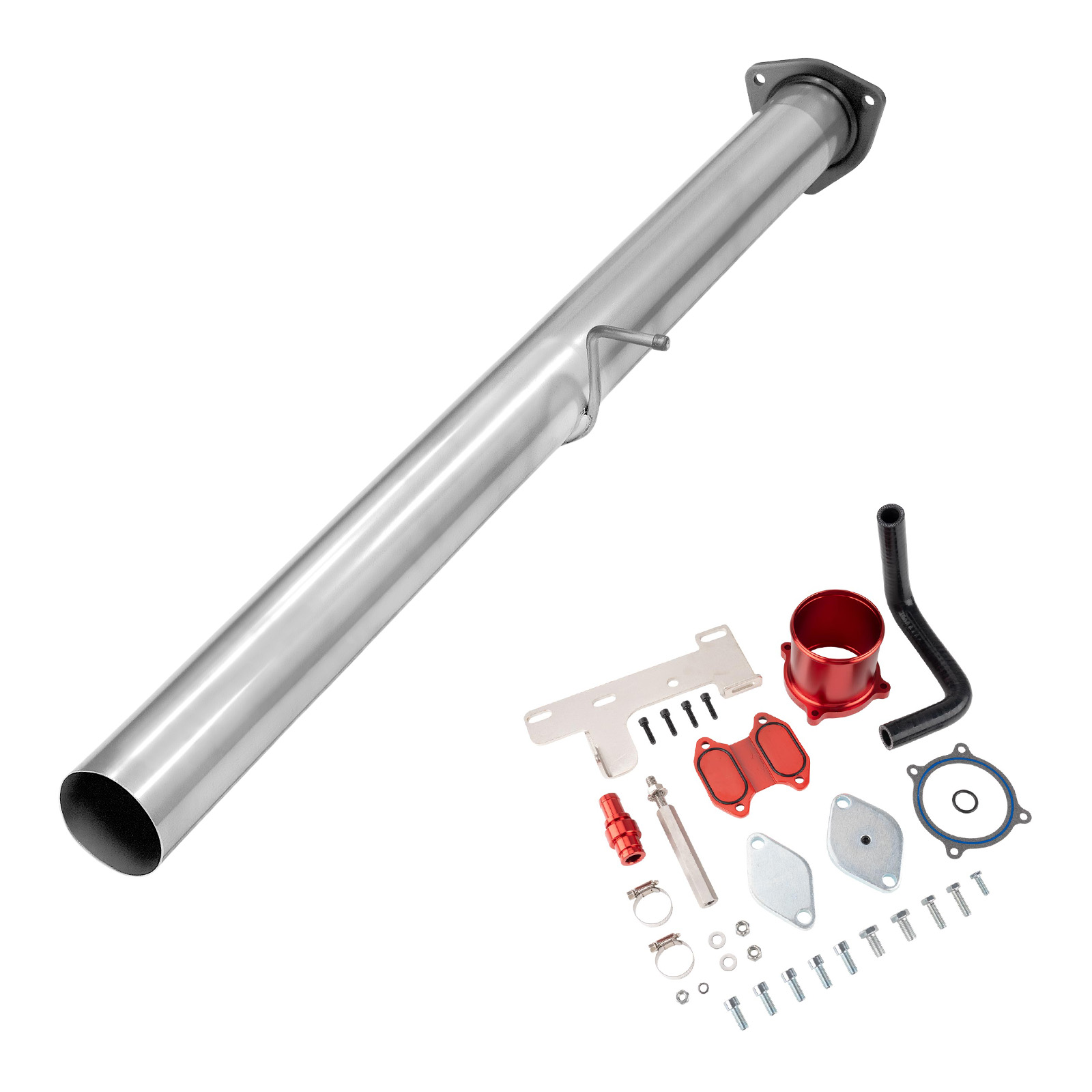 2010-2012 6.7L Cummins 4" Straight Pipe DPF Delete and Red EGR Delete Kit for Dodge/Ram 2500 3500 0