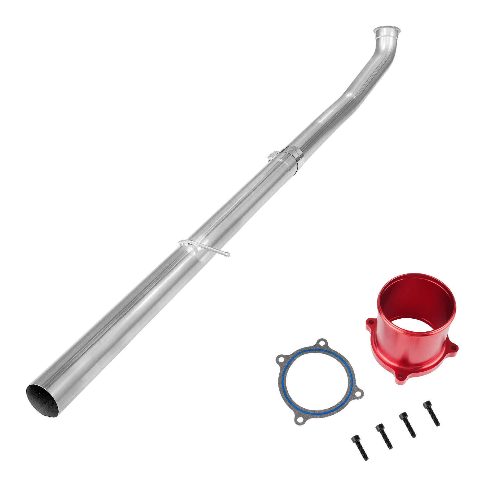 2010-2012 6.7L Cummins 4" Straight Pipe DPF Delete and Red EGR Throttle Valve Delete for Dodge/Ram 2500 3500 0