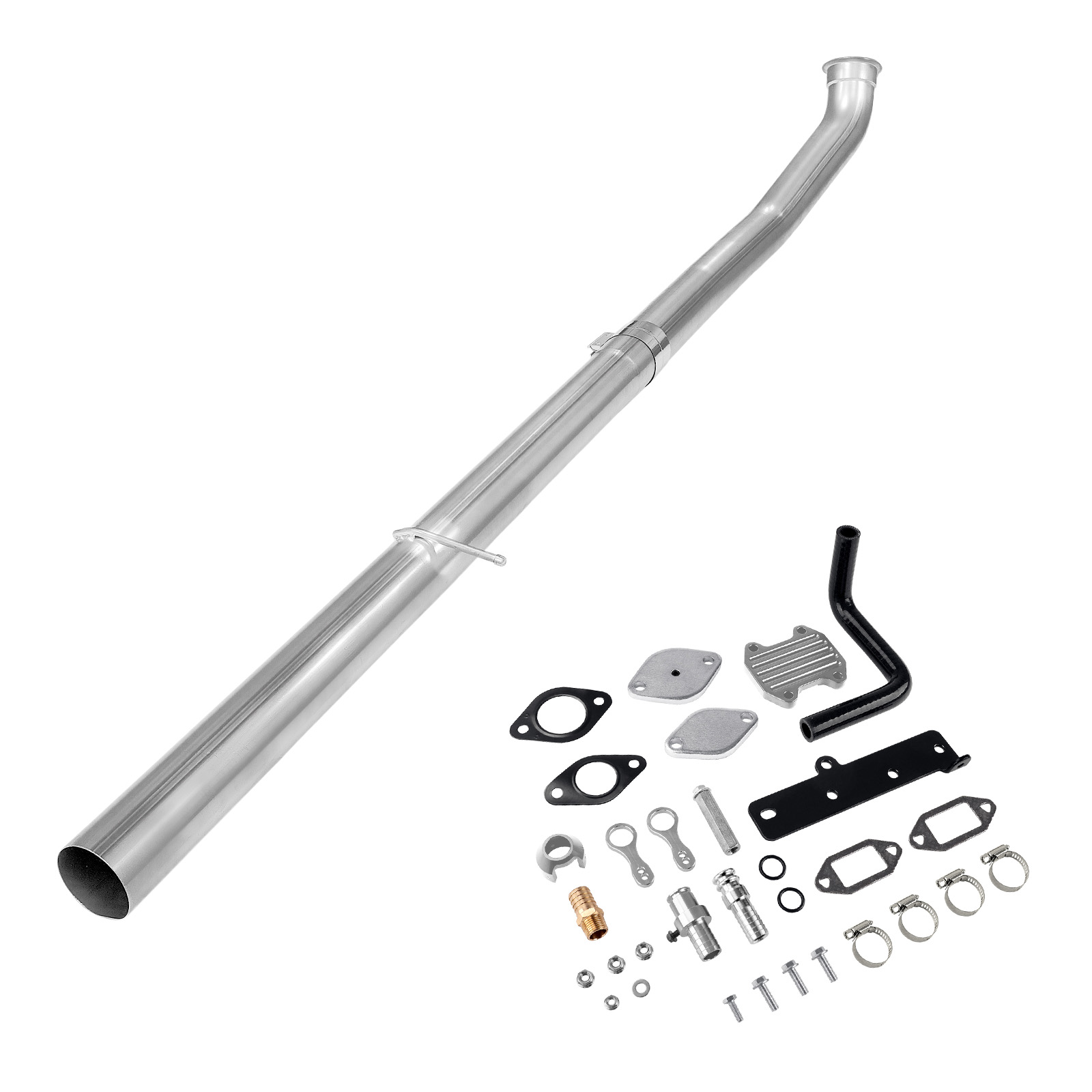 2010-2012 6.7L Cummins 4" Straight Pipe DPF Delete and Silver EGR Delete Kit for Dodge/Ram 2500 3500 0