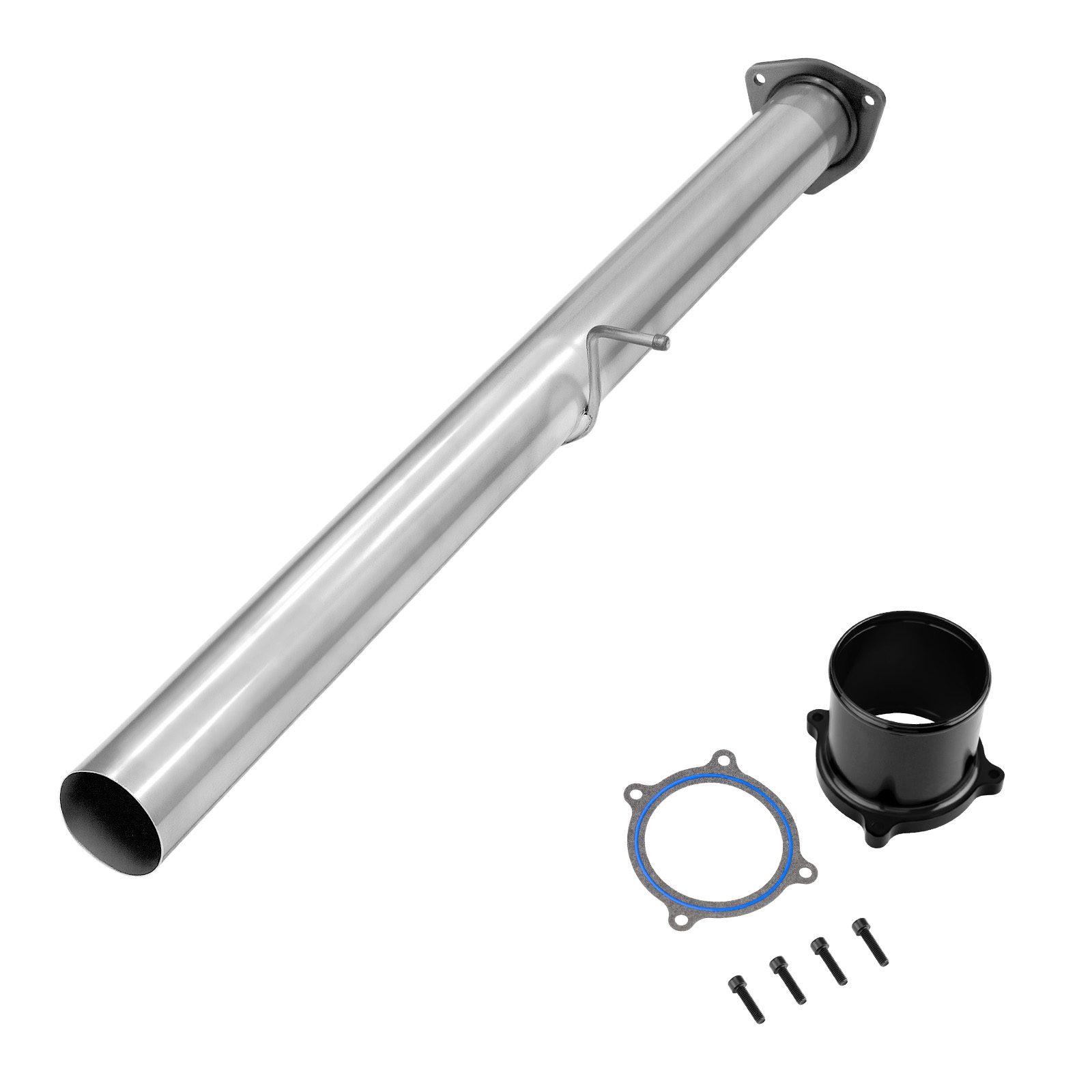 2010-2012 6.7L Cummins 4" Straight Pipe DPF Delete and Black EGR Throttle Valve Delete for Dodge/Ram 2500 3500 0