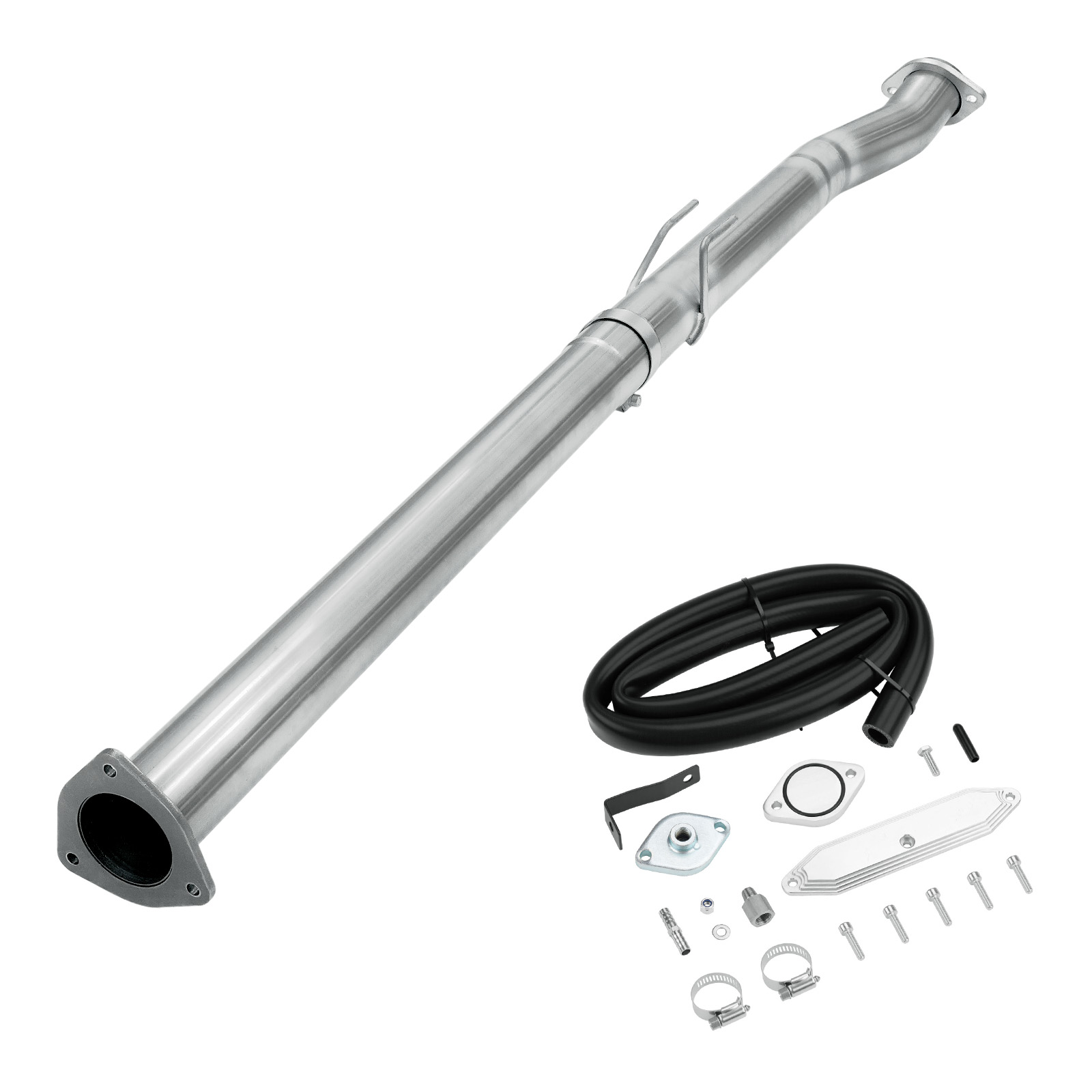 2011-2014 6.7L Powerstroke 4" Race Pipe DPF Delete and Normal Silver EGR Delete Kit for Ford F250/F350/F450 0