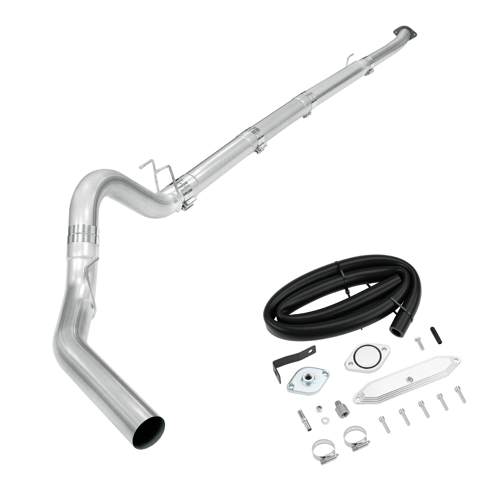 2011-2014 6.7L Powerstroke 5" Downpipe-Back Exhaust DPF Delete and Normal Silver EGR Delete Kit for Ford F250/F350 0