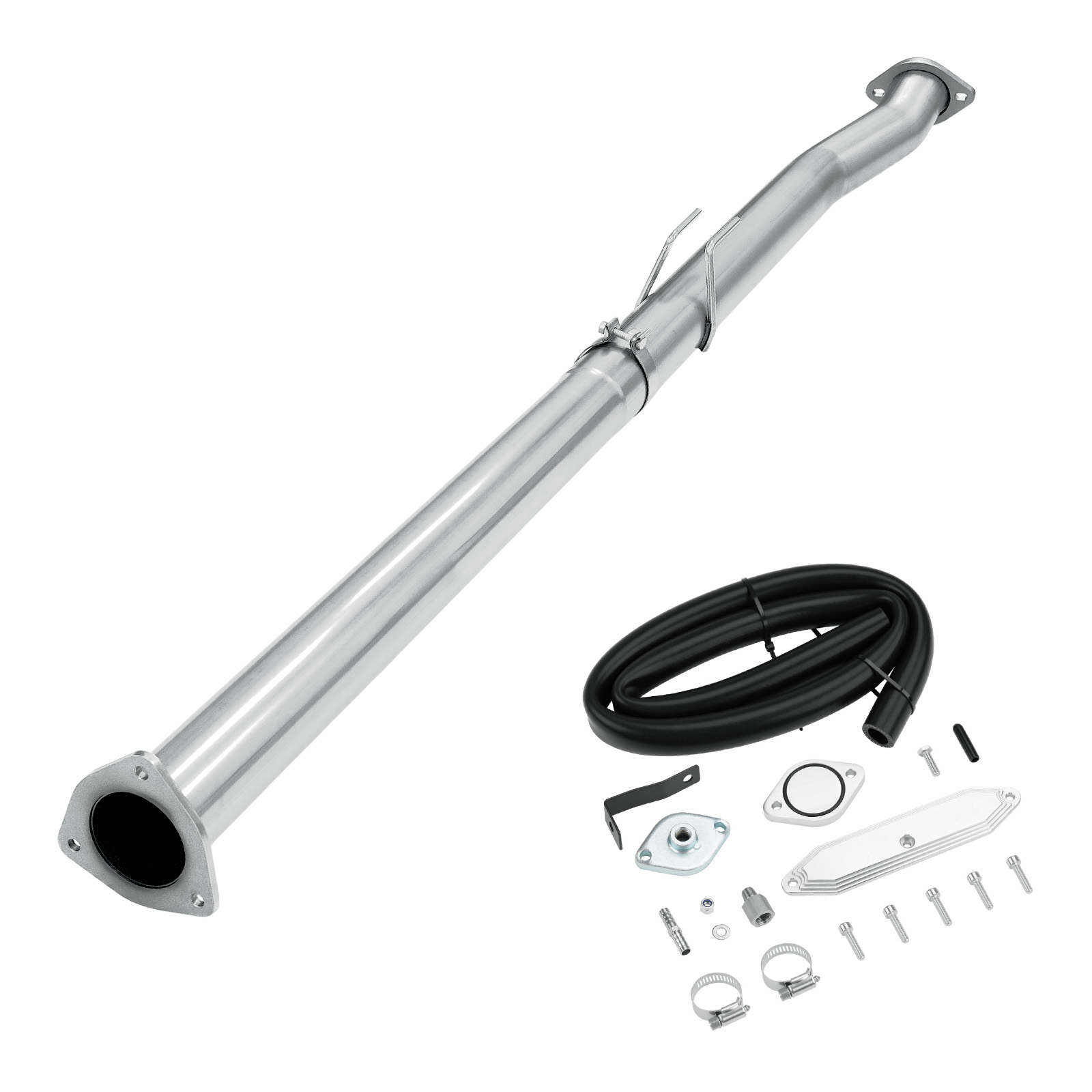 2011-2014 6.7L Powerstroke 4" Race Pipe DPF Delete and Normal Silver EGR Delete Kit for Ford F250/F350/F450 0