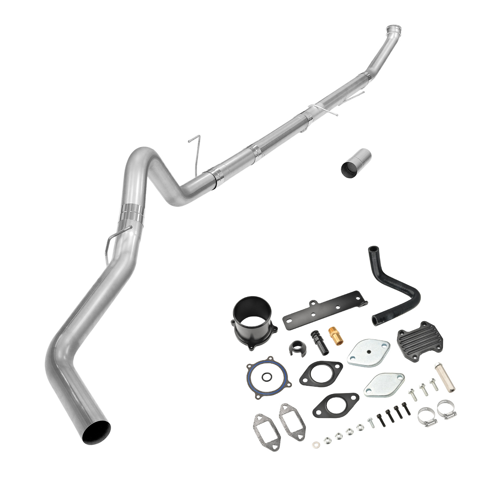 2013-2018 6.7L Cummins 4" Dp-Back Exhaust DPF Delete and Black EGR Delete Kit for Ram 2500 3500 0
