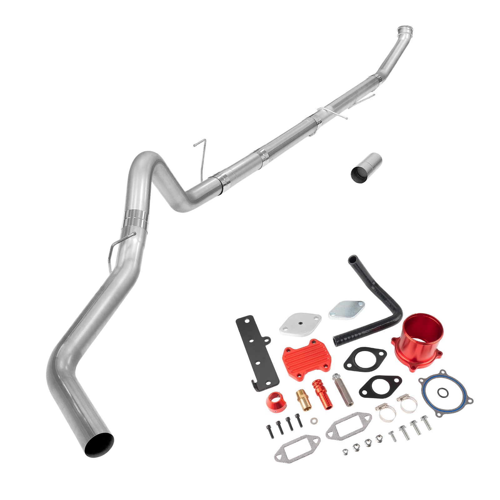 2013-2018 6.7L Cummins 4" Dp-Back Exhaust DPF Delete and Red EGR Delete Kit for Ram 2500 3500 0
