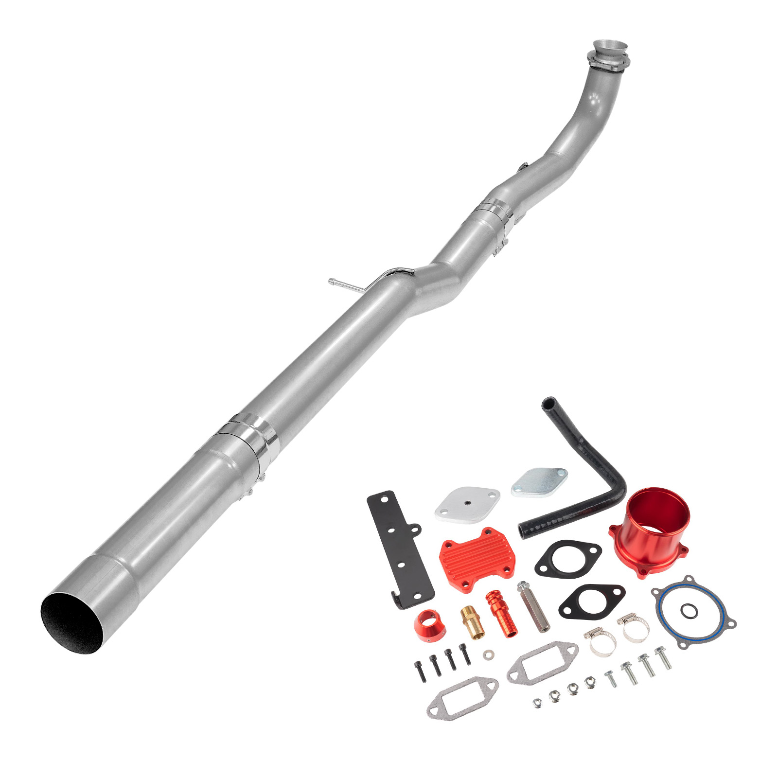 2013-2018 6.7L Cummins 4" Race Pipe DPF Delete and Red EGR Delete Kit for Ram 2500 3500 0