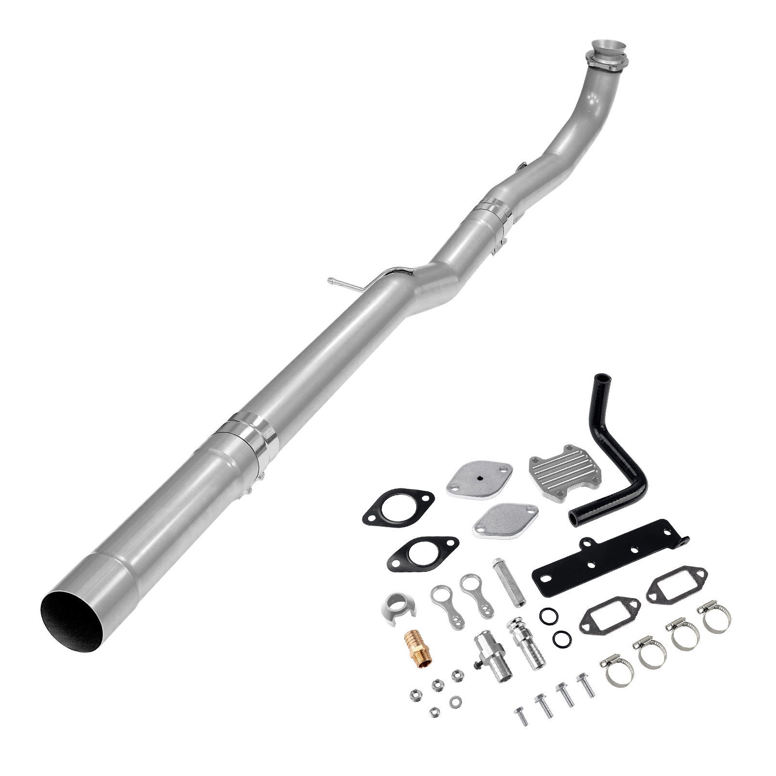 2013-2018 6.7L Cummins 4" Race Pipe DPF Delete and Silver EGR Delete Kit for Ram 2500 3500 0