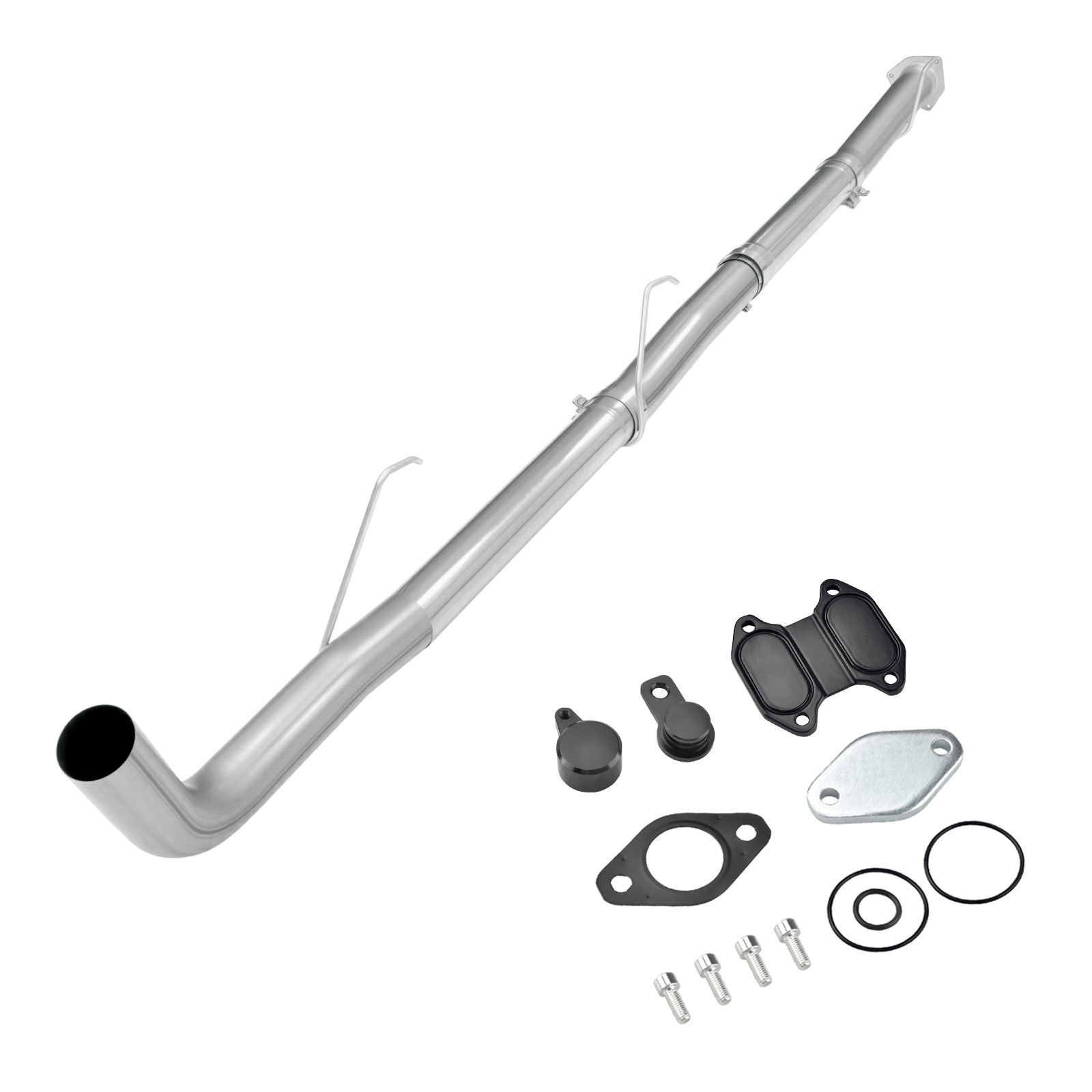2013-2021 6.7L Cummins 4" Straight Pipe DPF Delete and Black EGR Delete Kit for Dodge/Ram 2500 3500 Cab & Chassis 0