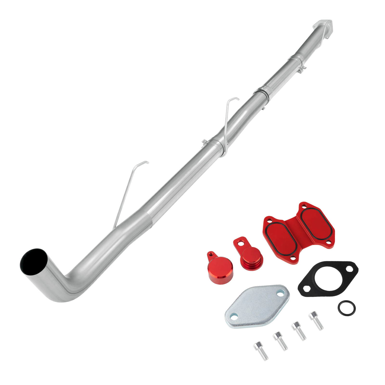 4" DPF/EGR Delete 2013-2021 Cab & Chassis 6.7L Cummins EGR Delete Kit(Red) and 4" Race Pipe 0