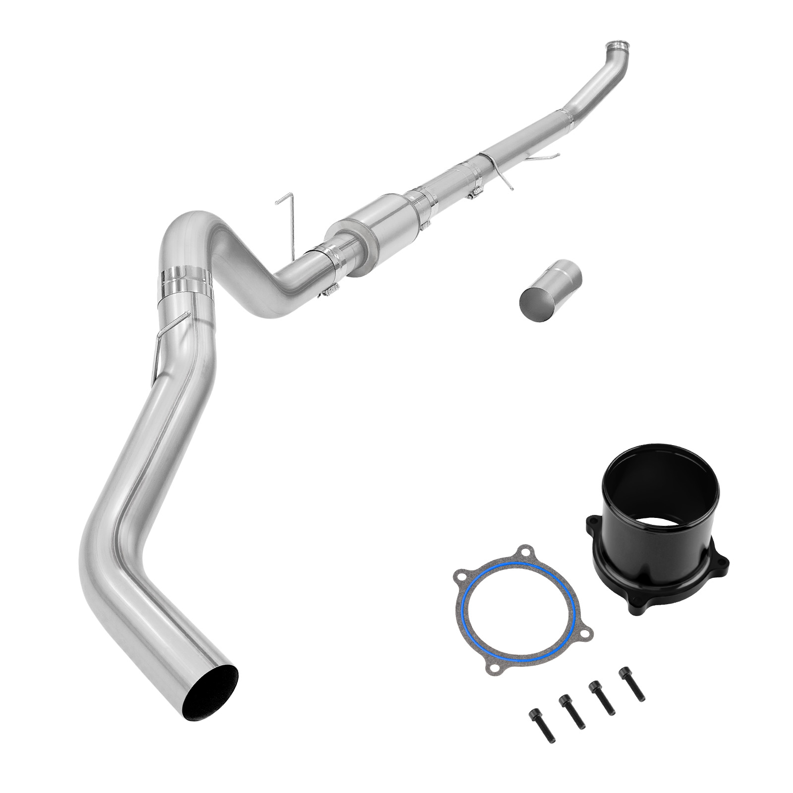 2013-2018 6.7L Cummins 5" Turbo-Back Exhaust DPF Delete W/Muffler and Black EGR Throttle Valve Delete for Ram 2500 3500 0