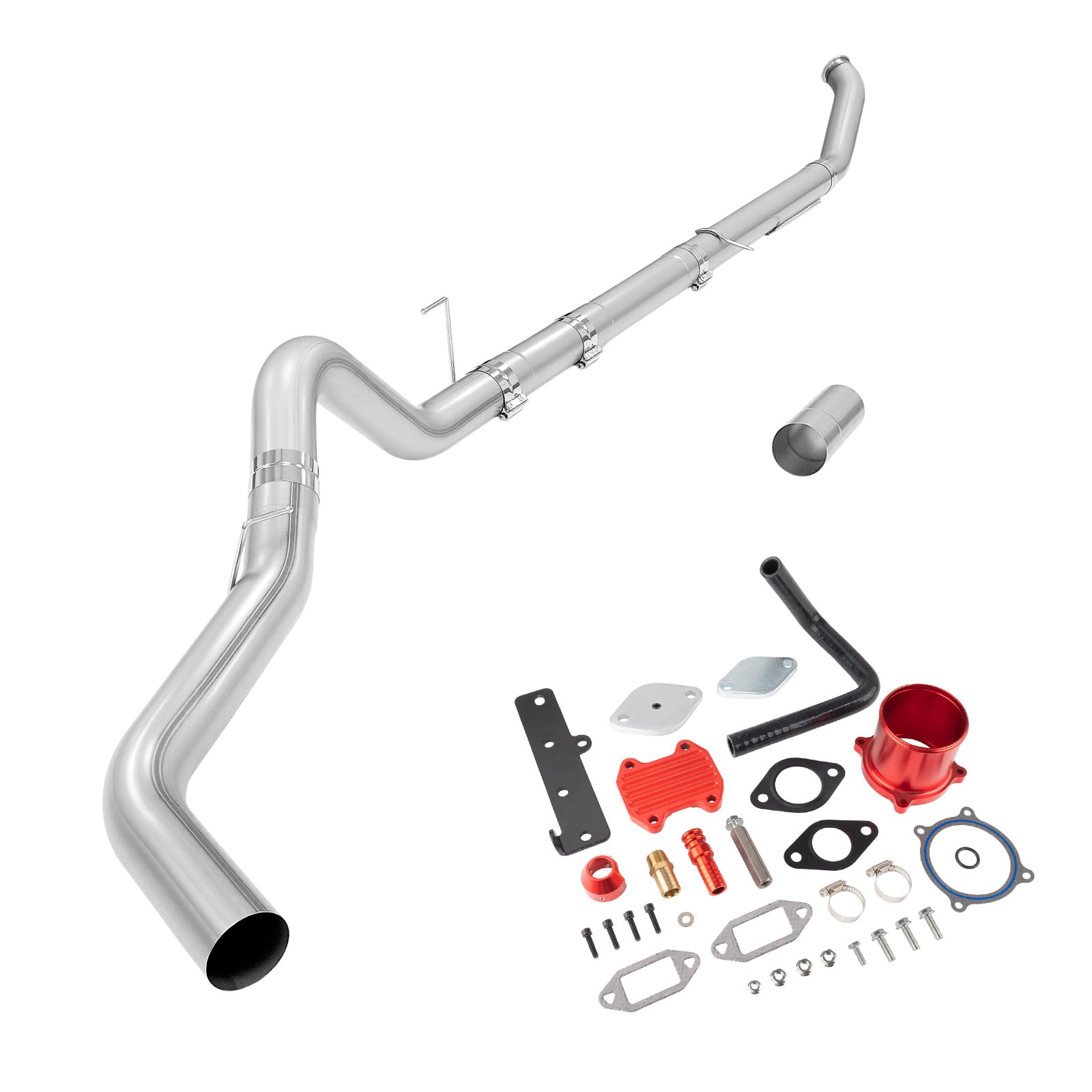 5" DPF/EGR Delete 2013-2018 6.7L Cummins EGR Delete Kit(Red) and 5" Turbo-Back Exhaust 0