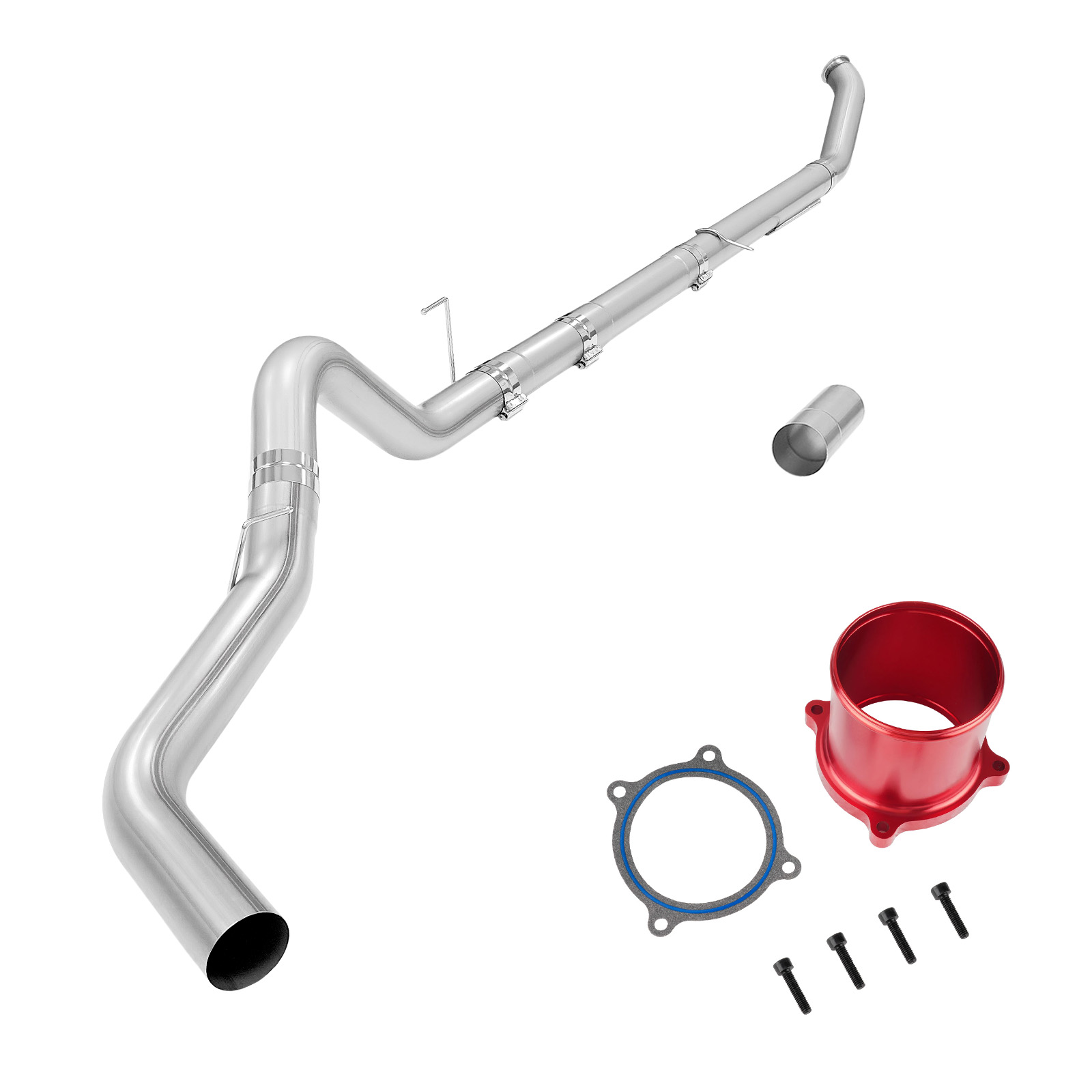 2013-2018 6.7L Cummins 5" Turbo-Back Exhaust DPF Delete and Red EGR Throttle Valve Delete for Ram 2500 3500 0