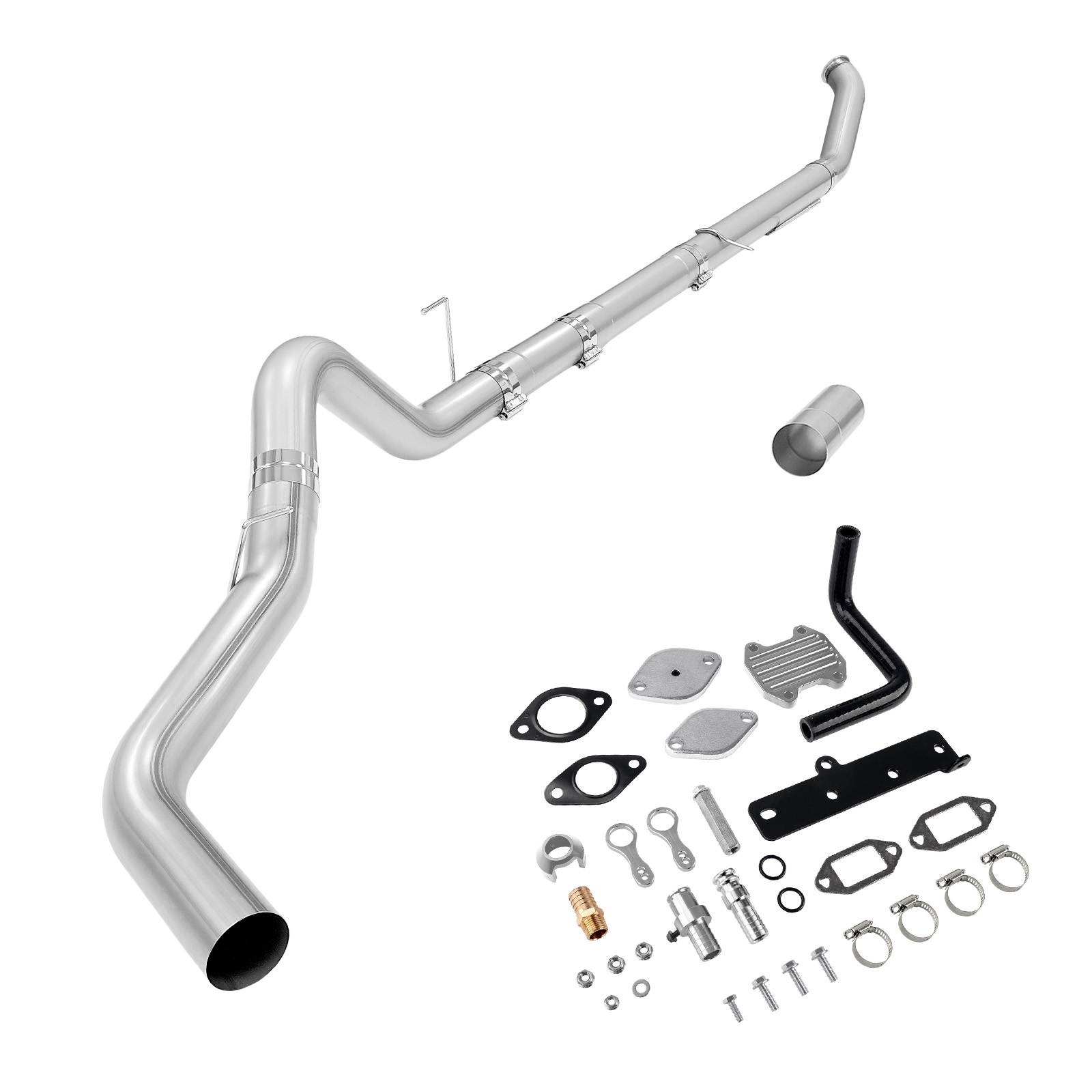2013-2018 6.7L Cummins 5" Turbo-Back Exhaust DPF Delete and Silver EGR Delete Kit for Ram 2500 3500 0