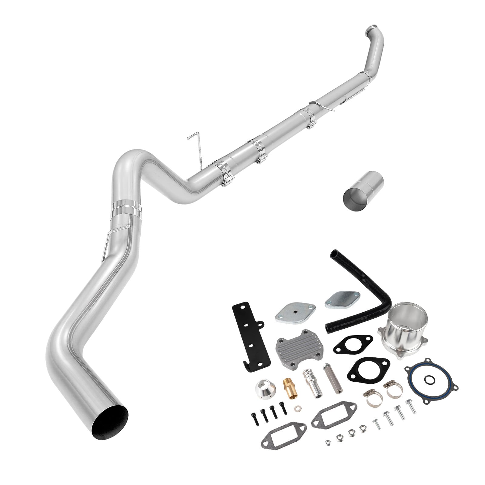 5" DPF/EGR Delete 2013-2018 6.7L Cummins EGR Delete Kit(Silver) and 5" Turbo-Back Exhaust 0