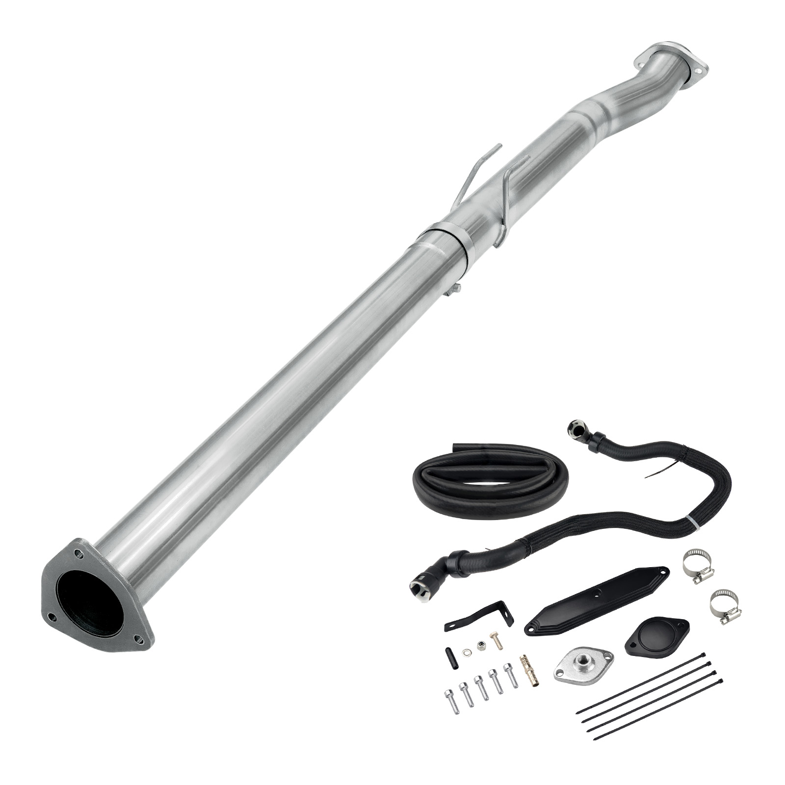 2015-2016 6.7L Powerstroke 4" Race Pipe DPF Delete and Normal Black EGR Delete Kit for Ford F250/F350/F450 0