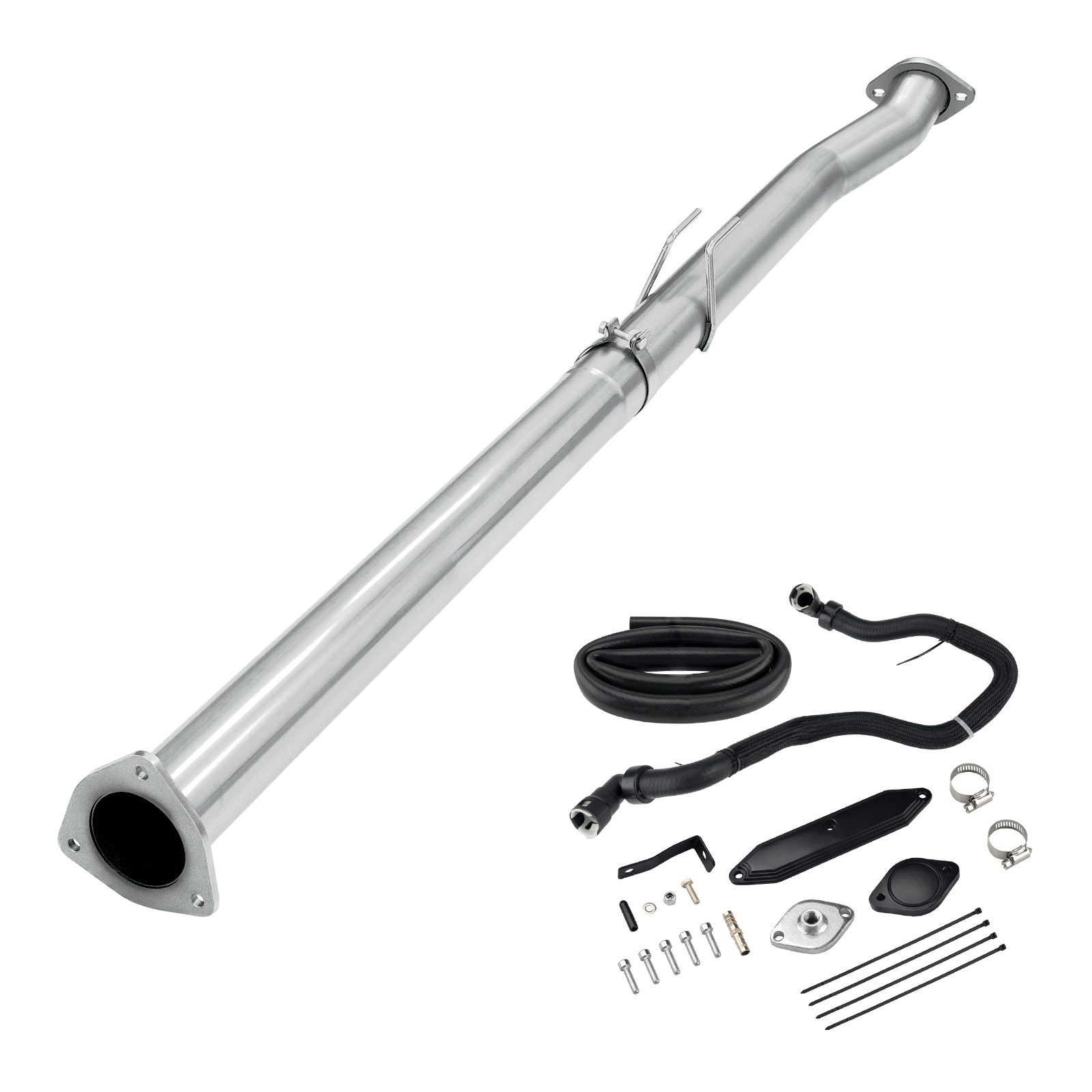 2015-2016 6.7L Powerstroke 4" Race Pipe DPF Delete and Normal Black EGR Delete Kit for Ford F250/F350/F450 0