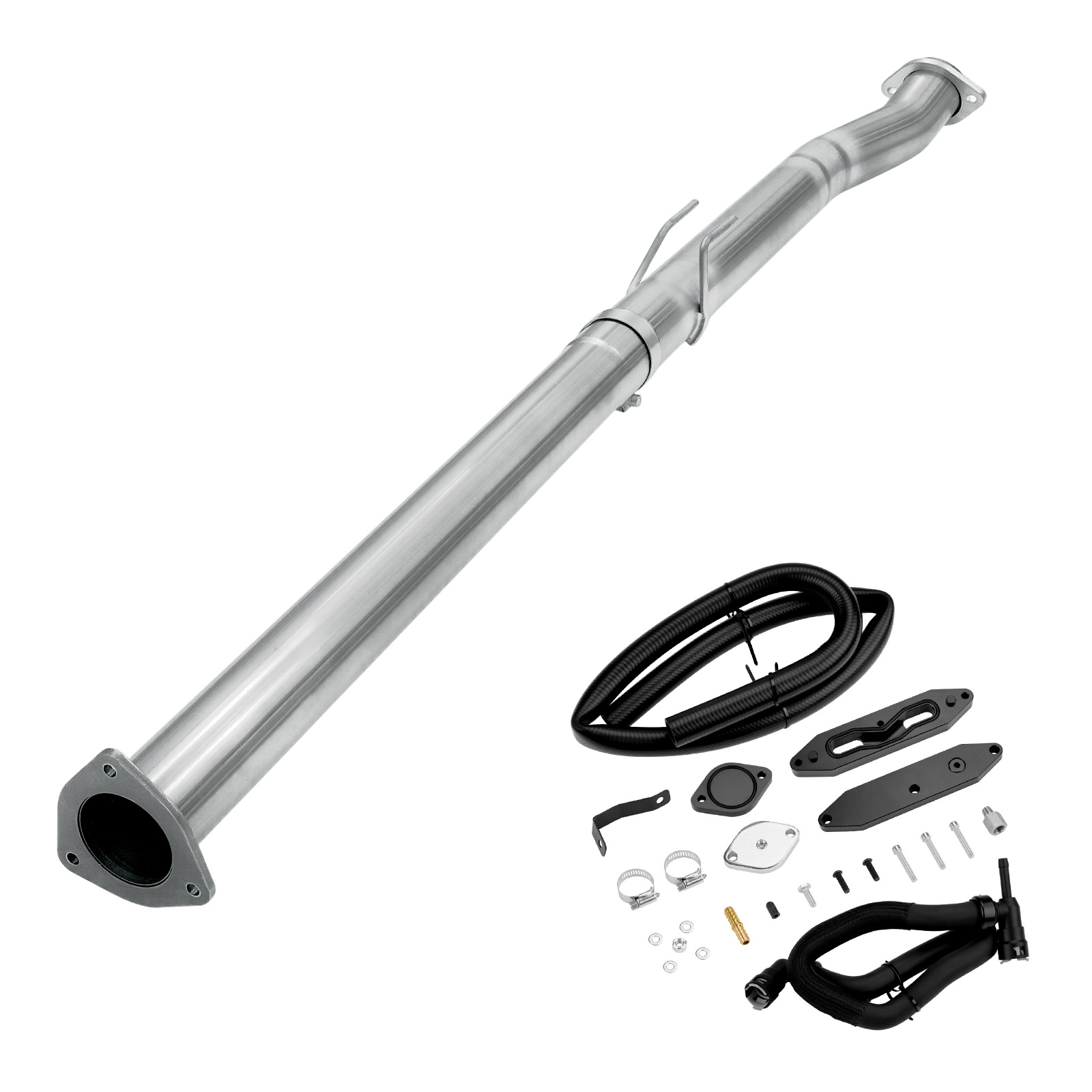 2015-2016 6.7L Powerstroke 4" Race Pipe DPF Delete and Upgraded Black EGR Delete Kit for Ford F250/F350/F450 0